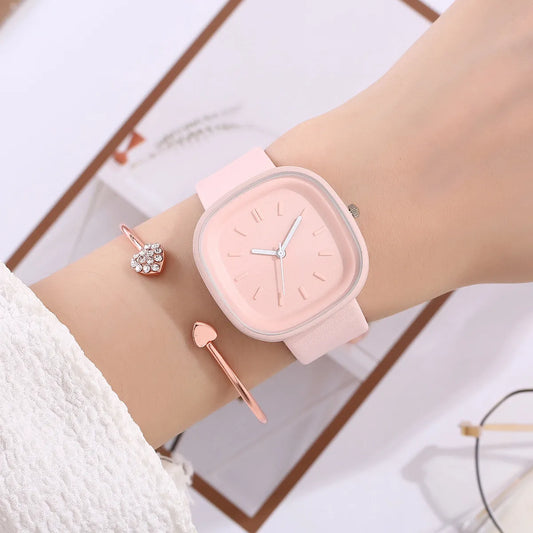 Fashion Square Solid Color Buckle Quartz Women'S Watches