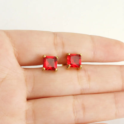 1 Pair Fashion Square Plating Inlay Stainless Steel Zircon Ear Studs