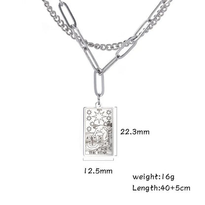 Fashion Square Stainless Steel Plating Layered Necklaces 1 Piece