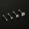 Fashion Square Stainless Steel Plating Zircon Lip Stud 1 Piece