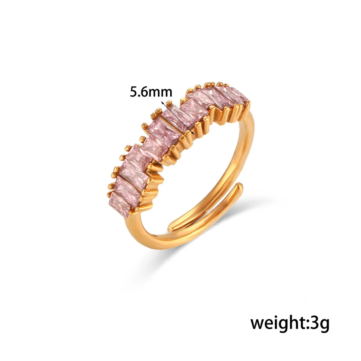 Fashion Square Stainless Steel Plating Inlay Zircon Rings