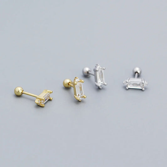 Fashion Square Sterling Silver Plating Inlay Zircon Ear Studs 1 Pair