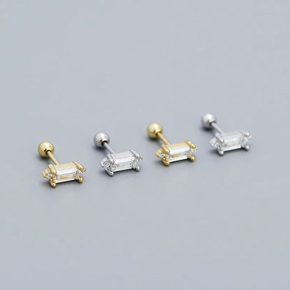 Fashion Square Sterling Silver Plating Inlay Zircon Ear Studs 1 Pair