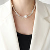 Wholesale Jewelry Fashion Square 304 Stainless Steel 18K Gold Plated Beaded Pearl Necklace