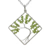 Fashion Square Tree Natural Stone Crystal Metal Beaded Hollow Out Pendant Necklace 1 Piece