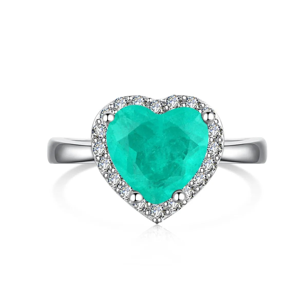 Fashion Square Water Droplets Heart Shape Sterling Silver Plating Zircon Rings