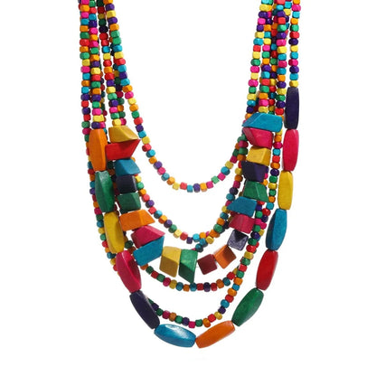 Fashion Square Wood Beaded Women'S Necklace 1 Piece