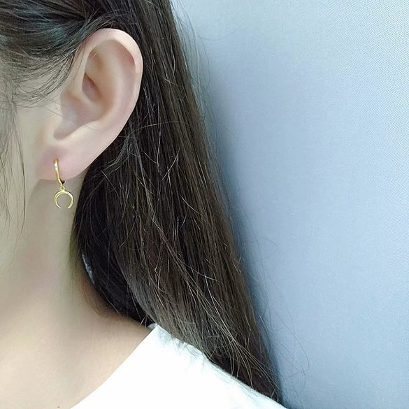 Fashion Stacked Crescent Moon Earrings In 925 Sterling Silver Simple Mixed Design For Women
