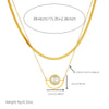 Fashion Stacked Multilayer Chain Stainless Steel Geometric Fan Pendant Goldplated Women's Jewelry Necklace