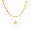 Fashion Stacked Multilayer Chain Stainless Steel Geometric Fan Pendant Goldplated Women's Jewelry Necklace