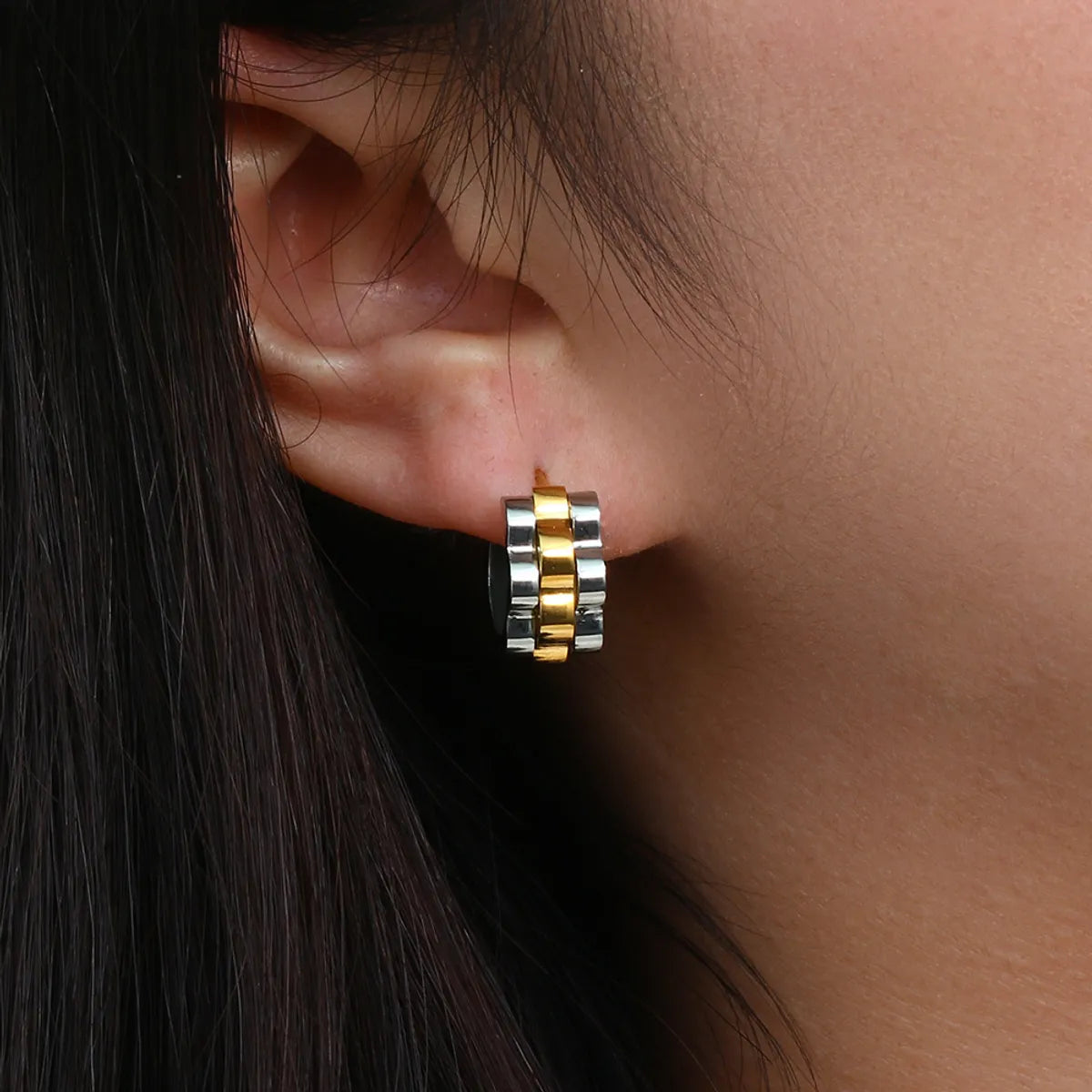 Hip-hop Geometric Plating Stainless Steel No Inlaid Gold Plated Earrings