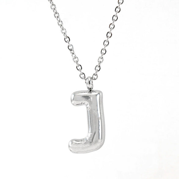 Fashion Stainless Steel And Titanium Steel Chubby Bubble Letter Necklace With Polishing Treatment And Cross Chain