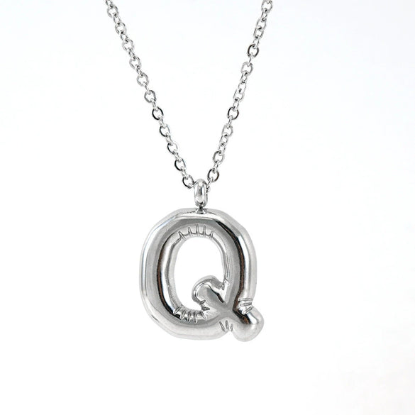 Fashion Stainless Steel And Titanium Steel Chubby Bubble Letter Necklace With Polishing Treatment And Cross Chain
