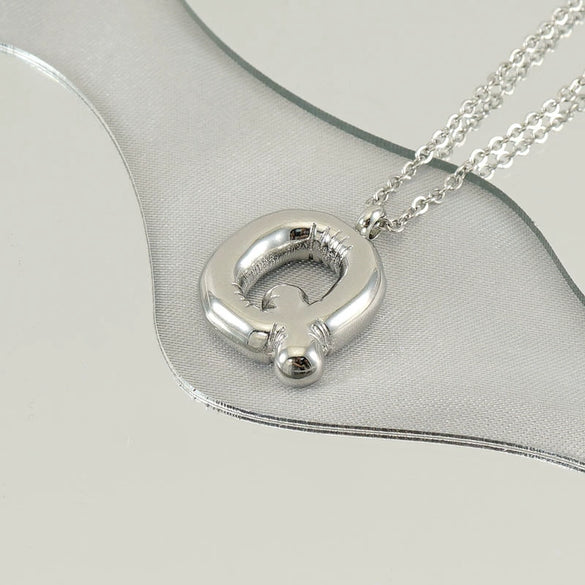 Fashion Stainless Steel And Titanium Steel Chubby Bubble Letter Necklace With Polishing Treatment And Cross Chain