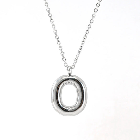 Fashion Stainless Steel And Titanium Steel Chubby Bubble Letter Necklace With Polishing Treatment And Cross Chain