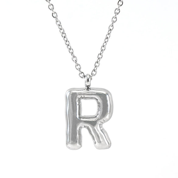 Fashion Stainless Steel And Titanium Steel Chubby Bubble Letter Necklace With Polishing Treatment And Cross Chain