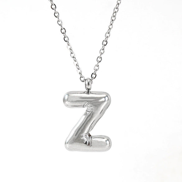 Fashion Stainless Steel And Titanium Steel Chubby Bubble Letter Necklace With Polishing Treatment And Cross Chain