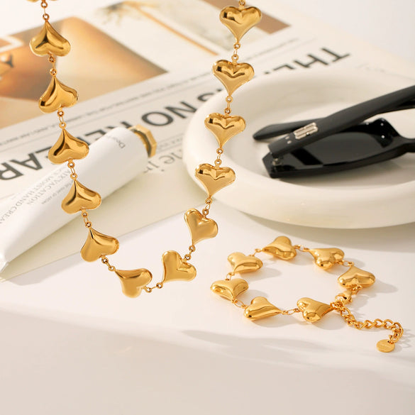 Fashion Stainless Steel And Titanium Steel Jewelry Necklace Hand Jewelry With Heart Water Drop Bell Pattern Electroplating Vacuum Plating Handmade Chain For Women