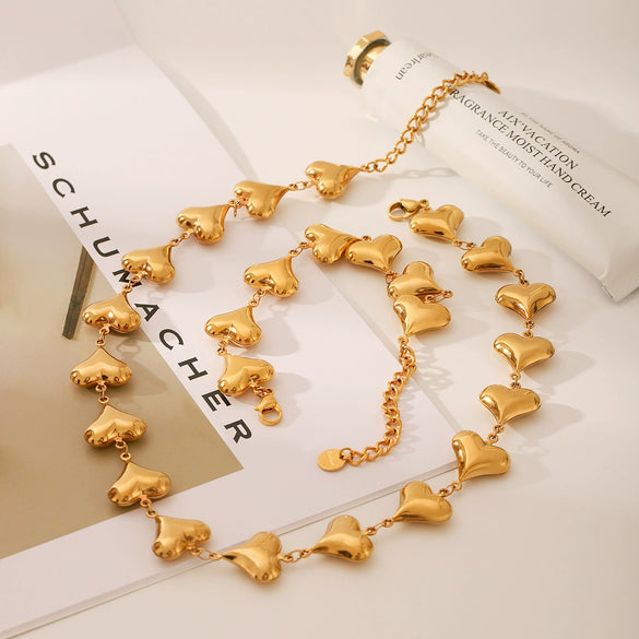 Fashion Stainless Steel And Titanium Steel Jewelry Necklace Hand Jewelry With Heart Water Drop Bell Pattern Electroplating Vacuum Plating Handmade Chain For Women