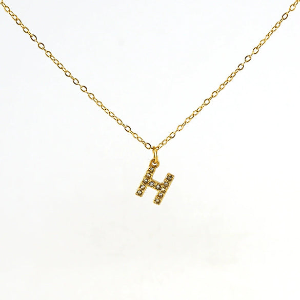 Fashion Stainless Steel And Titanium Steel Necklace With Diamond And Letter Pattern For Unisex