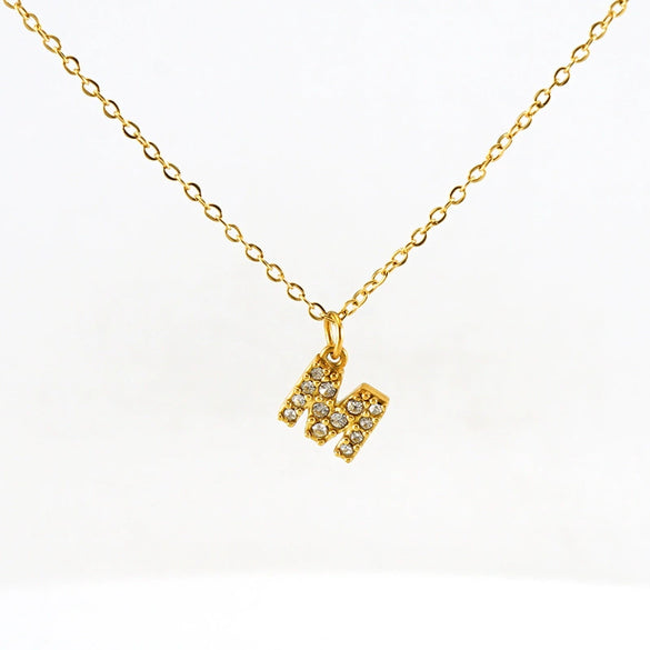 Fashion Stainless Steel And Titanium Steel Necklace With Diamond And Letter Pattern For Unisex