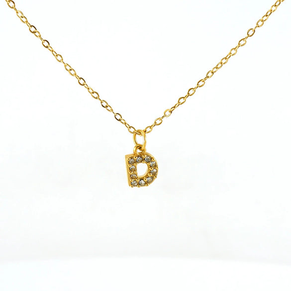 Fashion Stainless Steel And Titanium Steel Necklace With Diamond And Letter Pattern For Unisex