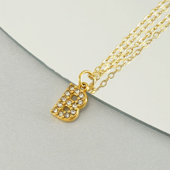 Fashion Stainless Steel And Titanium Steel Necklace With Diamond And Letter Pattern For Unisex