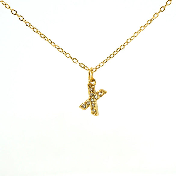 Fashion Stainless Steel And Titanium Steel Necklace With Diamond And Letter Pattern For Unisex