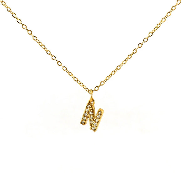 Fashion Stainless Steel And Titanium Steel Necklace With Diamond And Letter Pattern For Unisex