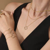 Fashion 316L Stainless Steel And 316L Stainless Steel Plated 18K Gold Fourleaf Flower Necklace And Bracelet Set For Women