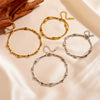 Fashion Stainless Steel And Titanium Steel Round Bead Necklace And Bracelet With Love Water Drops Bell Pattern