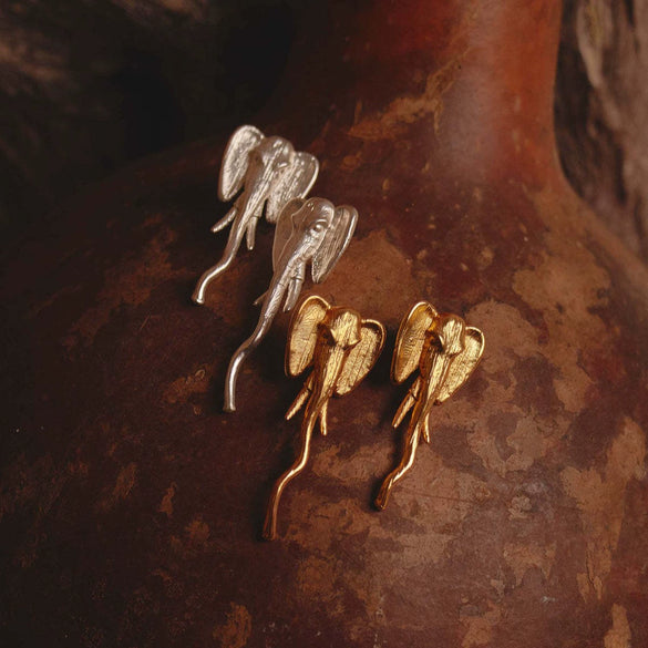 Fashion Stainless Steel Animal Long Nose Elephant Earrings Electroplating Color Retention