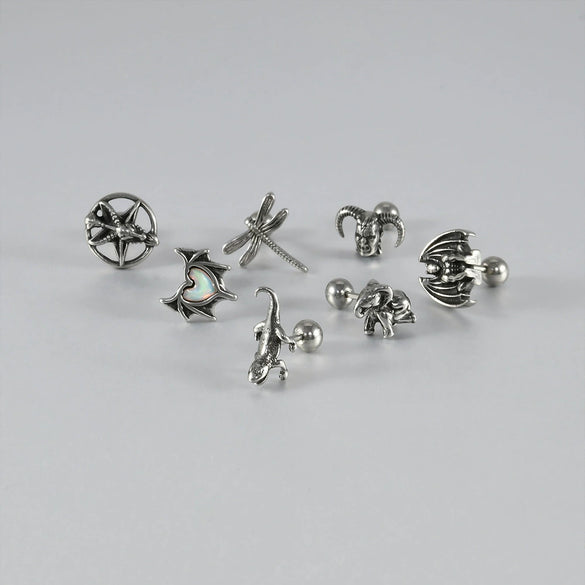 Fashion Stainless Steel Animal Zodiac Shaped Piercing Earrings With Polish Finish