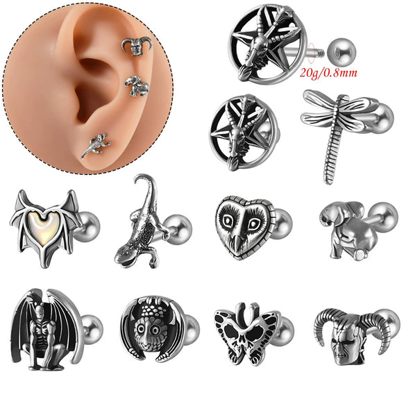 Fashion Stainless Steel Animal Zodiac Shaped Piercing Earrings With Polish Finish