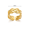 Fashion Stainless Steel Bow Opening Ring Retro Style Real Gold Electroplated