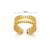 Fashion Stainless Steel Bow Opening Ring Retro Style Real Gold Electroplated