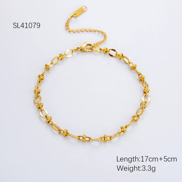 Fashion Stainless Steel Bracelet With Embossed Flower Cuban Chain And Geometric Pattern Electroplated For Men And Women