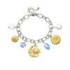 Fashion Stainless Steel Bracelet With Oil Dripping Tulip Moon Star Heart Shape Flower And Geometric Patterns Electroplated
