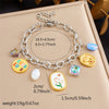 Fashion Stainless Steel Bracelet With Oil Dripping Tulip Moon Star Heart Shape Flower And Geometric Patterns Electroplated