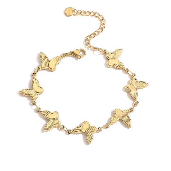 Fashion Stainless Steel Butterfly Bracelet With 18K Gold Plated Electroplating For Female
