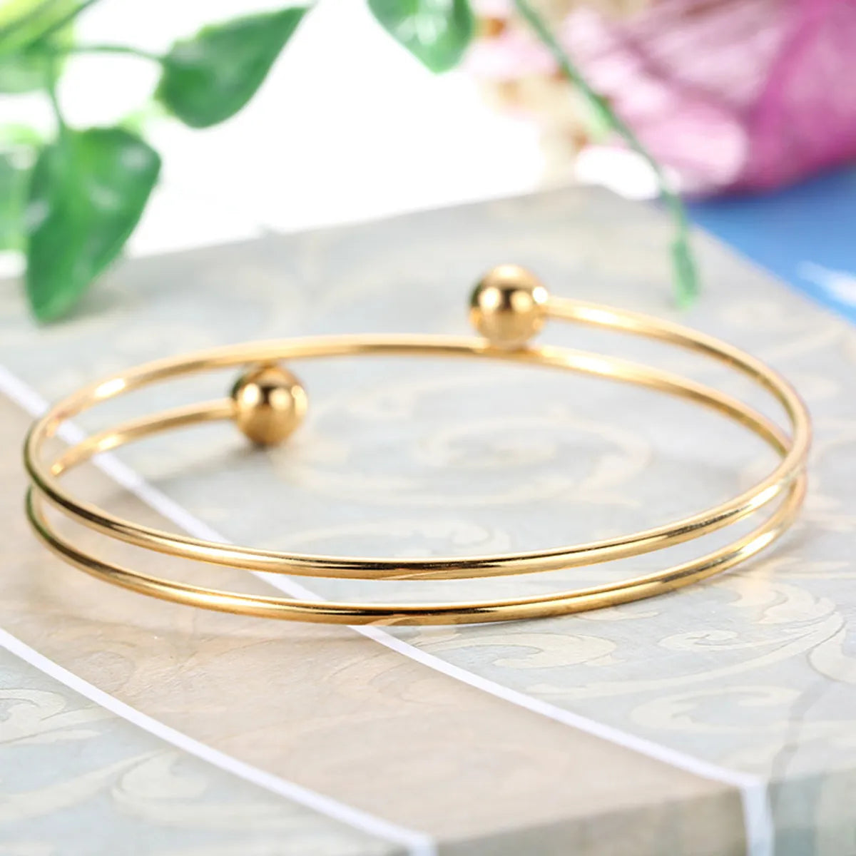 Fashion Stainless Steel Double Circle Open Bracelet Wholesale Gooddiy