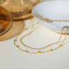 Fashion Stainless Steel Double Layer Ball Bead Chain Anklets 18K Gold Plated Geometric Style Women's Jewelry