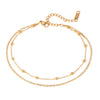 Fashion Stainless Steel Double Layer Ball Bead Chain Anklets 18K Gold Plated Geometric Style Women's Jewelry