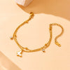 Fashion Stainless Steel Double Layer Stacked Chain Butterfly Pendant Women's Bracelet With Diamond And Electroplating Treatment