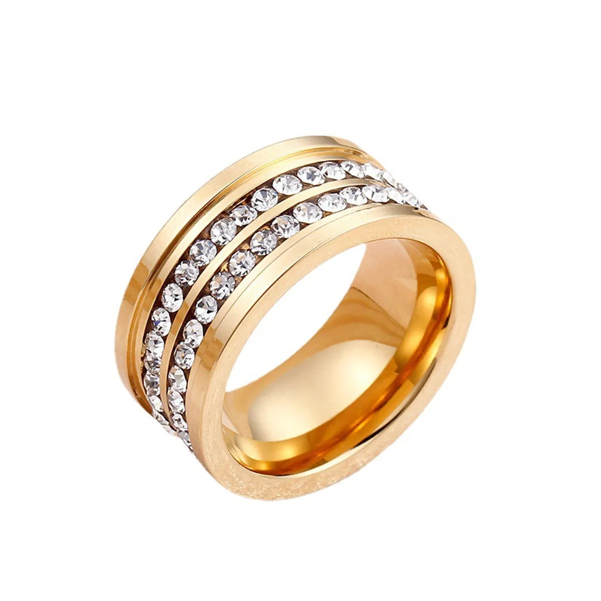 Fashion Stainless Steel Double Row Zircon Ring Wholesale Gooddiy