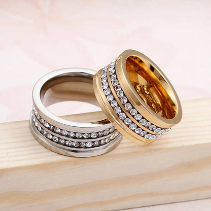 Fashion Stainless Steel Double Row Zircon Ring Wholesale Gooddiy