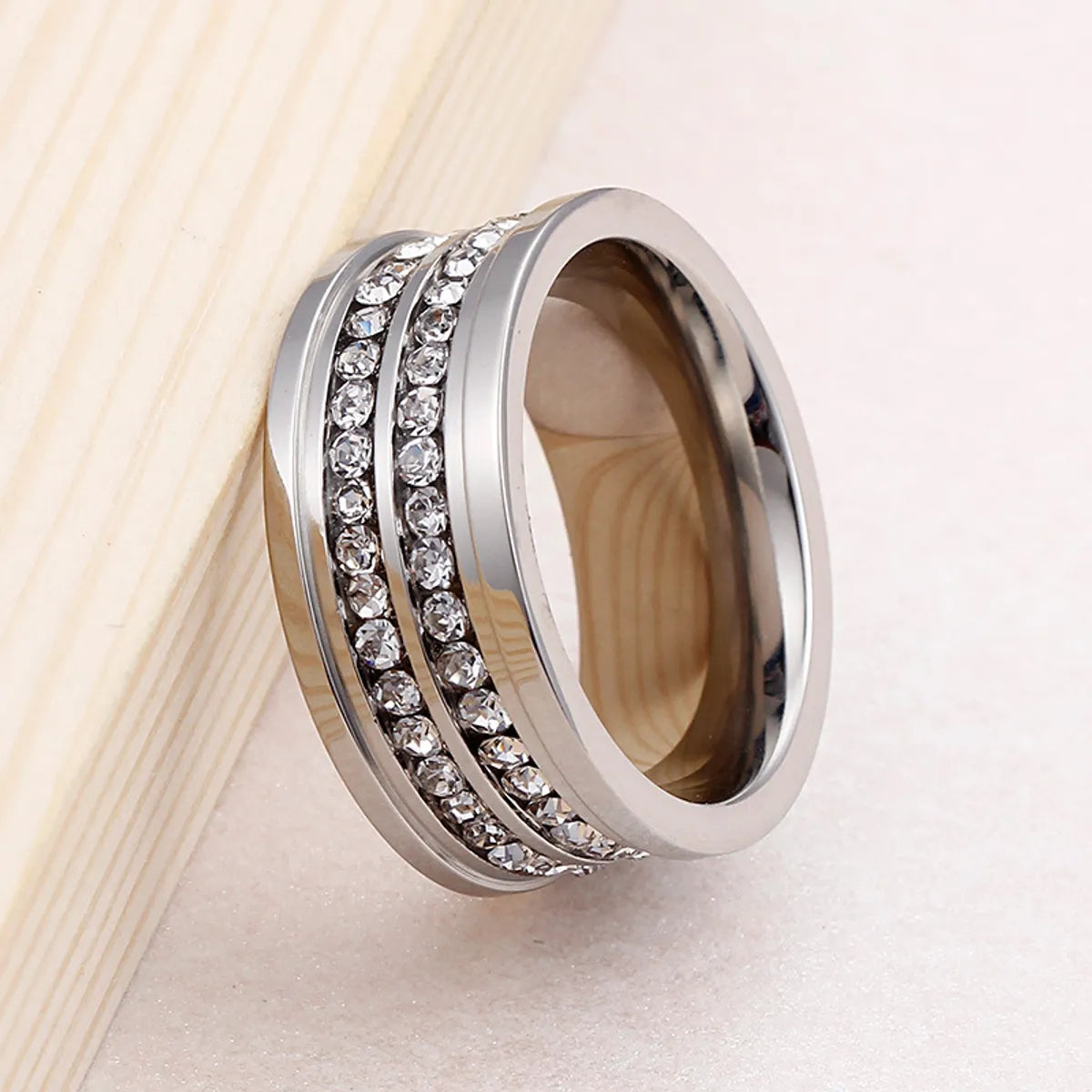 Fashion Stainless Steel Double Row Zircon Ring Wholesale Gooddiy