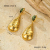 Fashion Stainless Steel Drop Shape Pendant Inlaid With Natural Stone Electroplated Women's Earrings