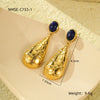 Fashion Stainless Steel Drop Shape Pendant Inlaid With Natural Stone Electroplated Women's Earrings