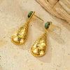 Fashion Stainless Steel Drop Shape Pendant Inlaid With Natural Stone Electroplated Women's Earrings